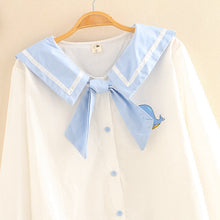 Vintage Sissy Sailor Shirt Button Front Blouse with Bow Tie - 2 Colors