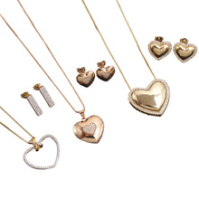 Heart-shaped Sissy Princess Zircon Necklace & Earrings Set - 3 Styles
