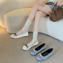Ruffle Polka Dot Ribbon Bow Ballet Sissy Doll Ballet Flats - 2 Colors