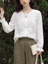 Delicate White Lolita Blouse with Pin-tucks and Lace Trim