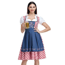 Women's Oktoberfest Beer Girl Costume Dress with Apron & Ribbon