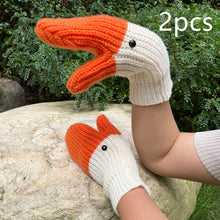 Swan Full Finger Gloves Knitted Wool Mittens