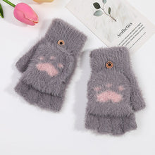Paw Print Half-Finger Knitted Winter Kawaii Gloves - 5 Colors