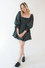 Green Tartan Sissy Cottage Dress with Puff Sleeves | Leanne's