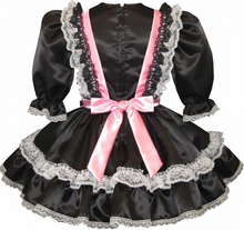 Abagail Custom Fit Black & Pink Satin Maid Adult Little Girl Sissy Dress by Leanne's