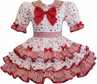 Sissy dress with red and white checkered pattern on a white background
