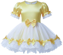 Yellow satin sissy dress with white chiffon overlay