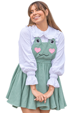 Matcha Green Frog Corduroy Lolita Pinafore Dress