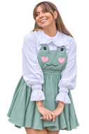 Matcha Green Frog Corduroy Lolita Pinafore Dress