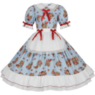 Claytsa Custom Fit Royal Stripes Red Roses Adult Sissy Maxi Dress Gown by Leanne's