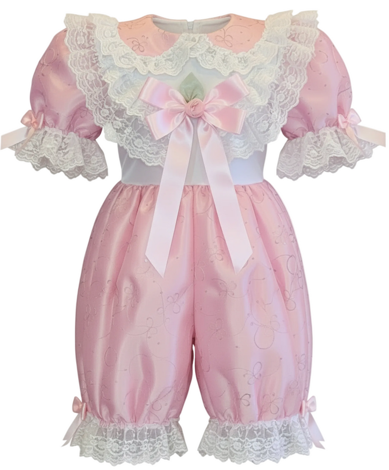 Cloteel Custom Fit Pink Taffeta Adult Baby Sissy ABDL Romper by Leanne – Leanne's Pretty Dresses
