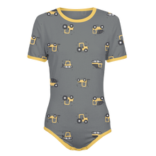 Adult Sissy Baby Boy Construction Trucks Snap in the Crotch Onesie
