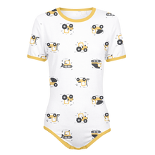 Adult Sissy Baby Boy Construction Trucks Snap in the Crotch Onesie