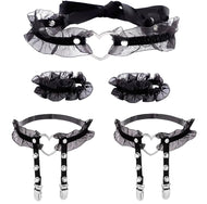 5pc Choker Necklace Bracelet Garter Accessories for Sissy Lolita Dress up
