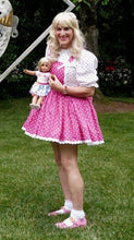 Margie Custom Fit Hot Pink White Cotton Polka Dots Adult Sissy Dress by Leanne's