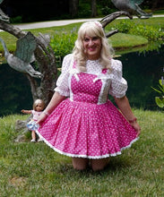 Margie Custom Fit Hot Pink White Cotton Polka Dots Adult Sissy Dress by Leanne's