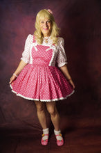 Margie Custom Fit Hot Pink White Cotton Polka Dots Adult Sissy Dress by Leanne's