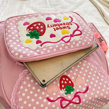 Sweet Pink Strawberry Polka Dots Bows Backpack