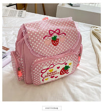Sweet Pink Strawberry Polka Dots Bows Backpack