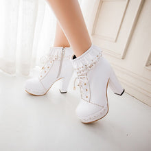 Lolita Lace Up Heart Ruffle Ankle Boots - 6 Colors