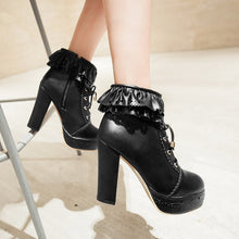 Lolita Lace Up Heart Ruffle Ankle Boots - 6 Colors