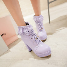 Lolita Lace Up Heart Ruffle Ankle Boots - 6 Colors