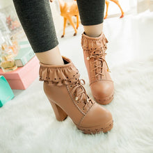Lolita Lace Up Heart Ruffle Ankle Boots - 6 Colors
