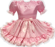 Ready-to-Wear Pink Satin Embroidered Roses Adult Sissy Dress by Leanne's
