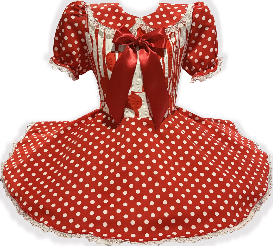 Ready-to-Wear Red White Polka Dots Adult Sissy LG Dress by Leanne's