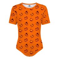 Adult Baby Sissy Jack-O-Lantern Pumpkin Snap in the Crotch Onesie