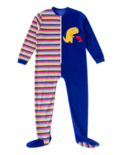 Striped Yellow Dino Adult Baby Boy Footed Pajama