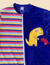 Striped Yellow Dino Adult Baby Boy Footed Pajama