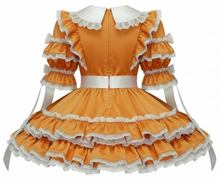 Lillian Custom Fit Orange Satin Ruffles Adult Sissy Dress by Leanne’s
