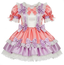 A coral and lavender satin sissy dress