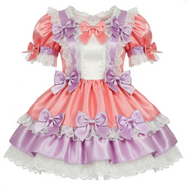 A coral and lavender satin sissy dress
