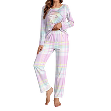 Pastel Plaid Sheep Cozy Lounge Pajamas Set
