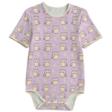 Lavender Moonlit Owls Short Sleeve Adult Baby Onesie
