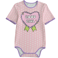 Good Girl Pink Heart Polka Dots Adult Baby Onesie