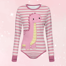 Pink ABDL Dino Snuggle Long Sleeve Snap Crotch Onesie