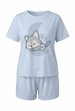Blue Sleepy Lil Wolf Cozy 2pc Sissy Pajama Set
