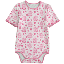 Pink Strawberry Cows ABDL Snap Crotch Onesie Bodysuit