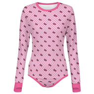 Sweet Pink Bow Long Sleeve Adult Sissy Onesie
