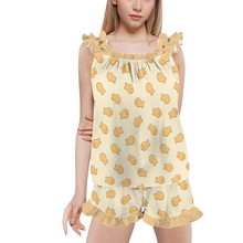 ABDL Gold Fish Crackers 2pc Adult Ruffle Pajamas Set