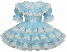 NormaJean Custom Fit Blue Sparkle Organza Ruffles Adult Sissy Dress by Leanne’s