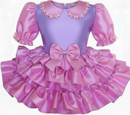 Bratt Custom Fit Pink Purple Taffeta Ruffles Adult Sissy Dress by Leanne's