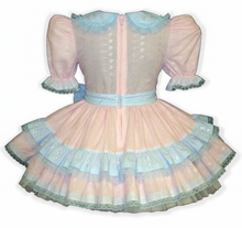 Paula CUSTOM FIT Pink Blue Eyelet Adult Little Girl Sissy Dress & Sash LEANNE