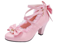 Mary Janes Pink Black White Platform Heels Shoes for Adult Little Girl Sissy Lolita Dress-up