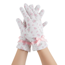 Women's 100% Cotton Pink Floral Gloves for Adult Little Girl Sissy Dress-up