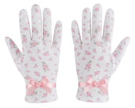 Women's 100% Cotton Pink Floral Gloves for Adult Little Girl Sissy Dress-up