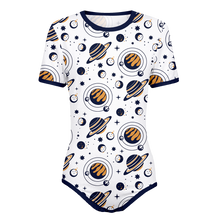Adult Baby Boy Planets Blue and Gold Snap in the Crotch Onesie